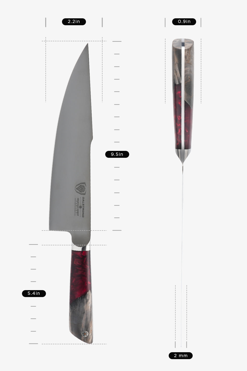 Professional Starter Kit | Spartan Ghost Series 9.5" Chef Knife + 4" Paring Knife + Premium Whetstone Kit