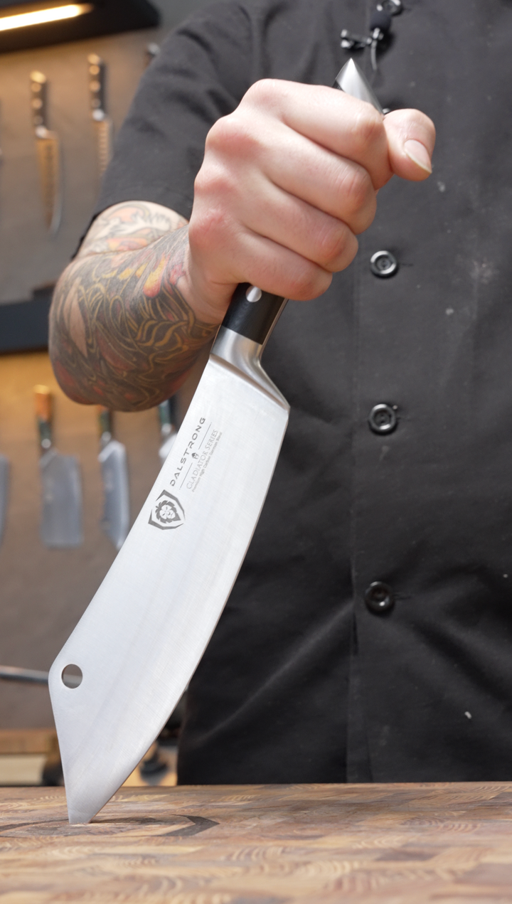 Meat Prep Bundle | 9" Obliterator Meat Cleaver with Stand + 8" Chef & Cleaver Hybrid Crixus Knife