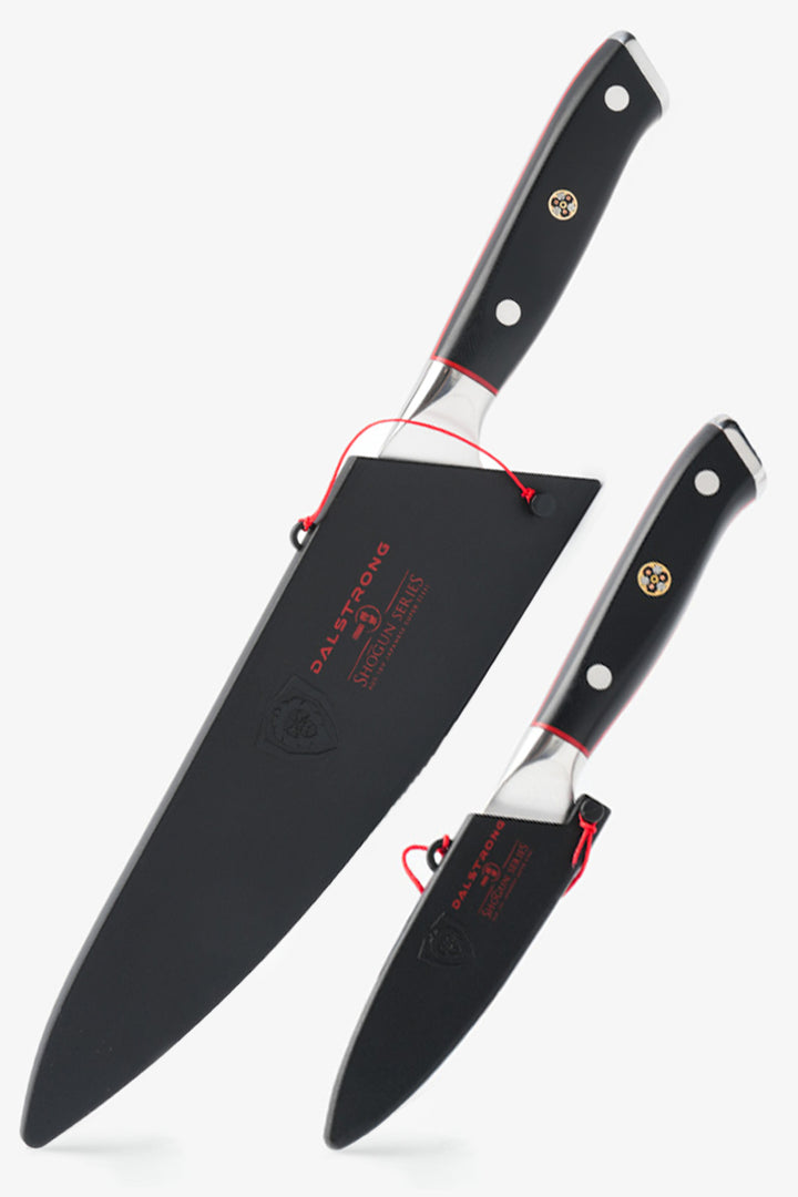 Premium Starter Kit | Shogun Series 8" Chef Knife + 7" Santoku Knife + 3.5" Paring Knife + Lionswood Teak Cutting Board