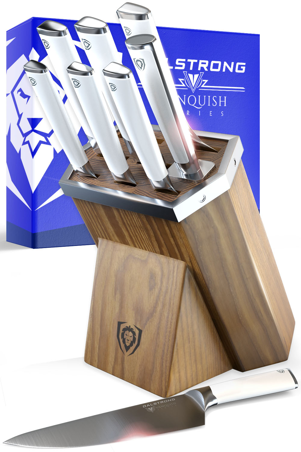 8-Piece Knife Block Set | White Handle | Vanquish Series | NSF Certified | Dalstrong ©