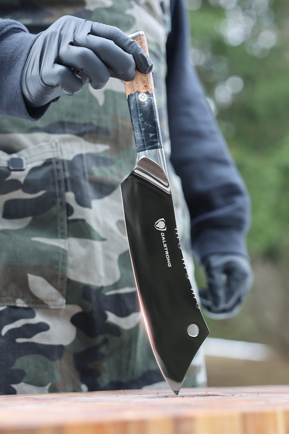 The Valhalla Series Ravenstone Bundle | 8" Chef-Cleaver Crixus Hybrid + 12" Slicing & Carving Knife