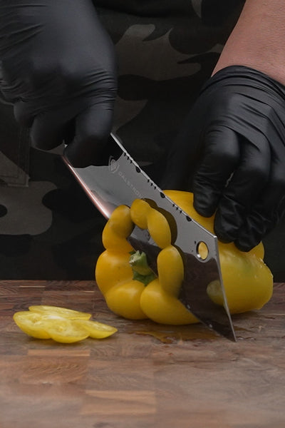 The Valhalla Series Ravenstone Bundle | 8" Chef-Cleaver Crixus Hybrid + 12" Slicing & Carving Knife
