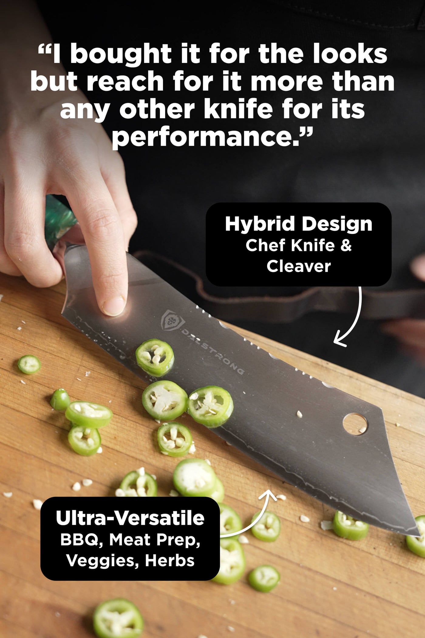 Chef & Cleaver Hybrid Knife 8" | The Crixus | Valhalla Series | Dalstrong ©