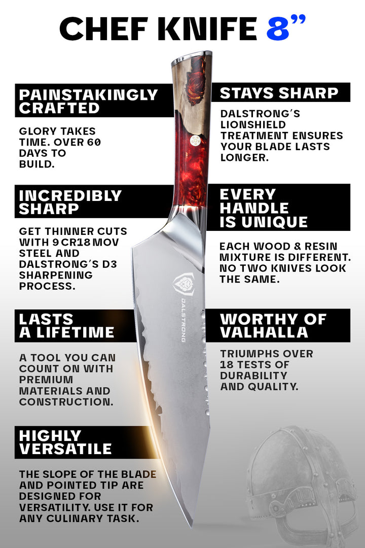 Chef's Knife 8" | Blood Raider Red | Valhalla Series | Dalstrong ©