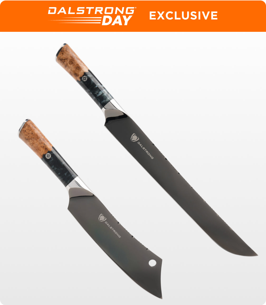 The Valhalla Series Ravenstone Bundle | 8" Chef-Cleaver Crixus Hybrid + 12" Slicing & Carving Knife