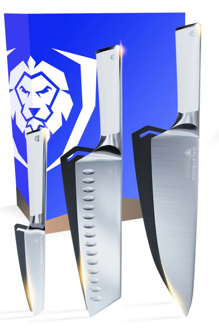 3-Piece Knife Block Set | White Handle | Vanquish Series | NSF Certified | Dalstrong ©