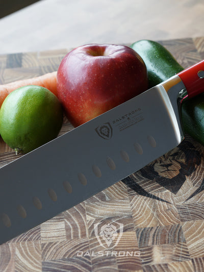 Nakiri Vegetable Knife 7" | Crimson Red ABS Handle | Gladiator Series | NSF Certified | Dalstrong ©