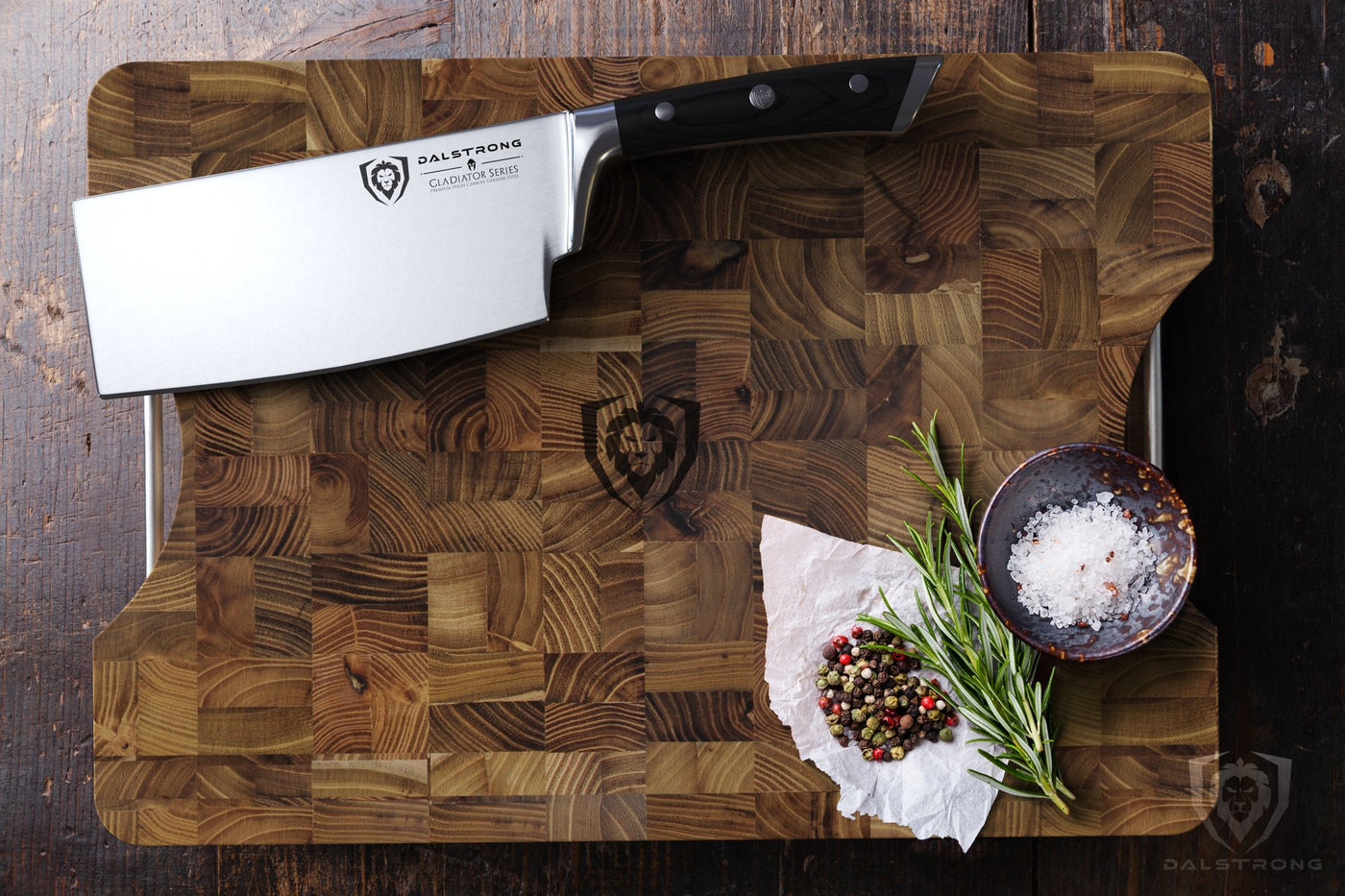 The Gladiator Bundle |  18-Piece Colossal Knife Set + Lionswood Teak Cutting Board