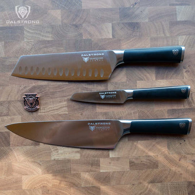 3-Piece Knife Block Set | Black Handle | Vanquish Series | NSF Certified | Dalstrong ©