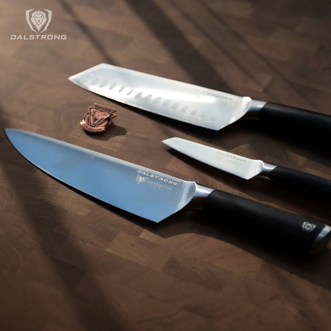 3-Piece Knife Block Set | Black Handle | Vanquish Series | NSF Certified | Dalstrong ©