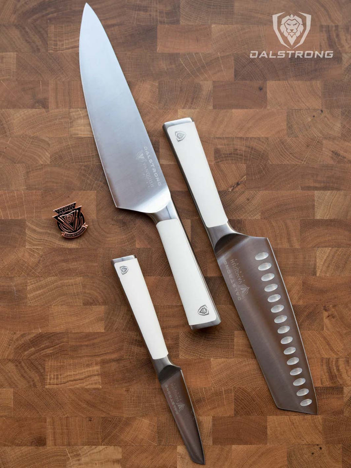 3-Piece Knife Block Set | White Handle | Vanquish Series | NSF Certified | Dalstrong ©