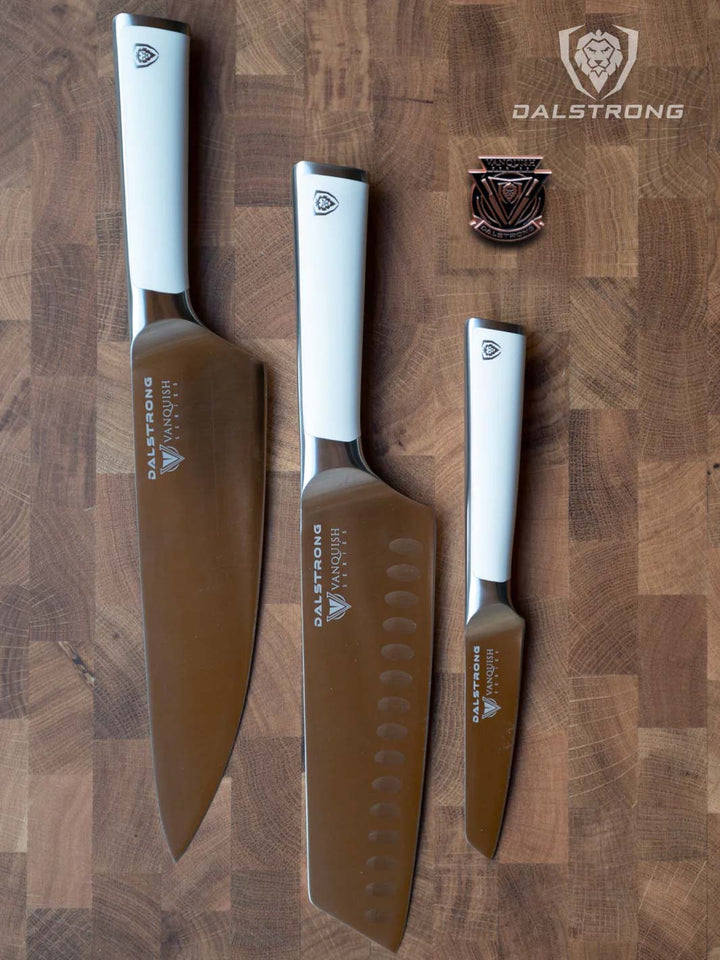 3-Piece Knife Block Set | White Handle | Vanquish Series | NSF Certified | Dalstrong ©