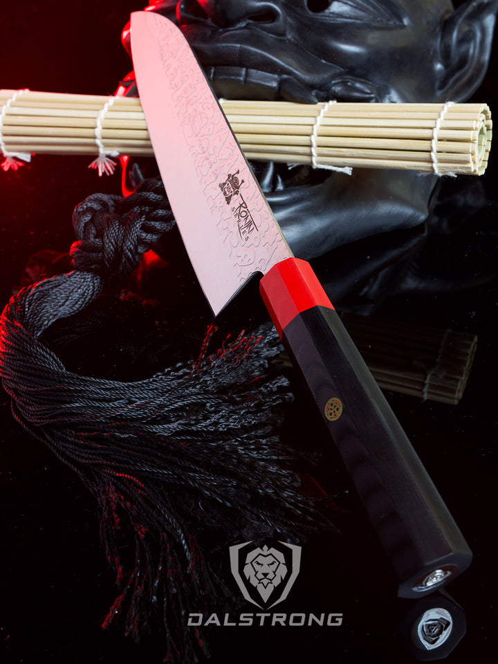 Santoku Knife 7" | Double Bevel | Black Acacia Wood Sheath | Ronin Series | Dalstrong ©