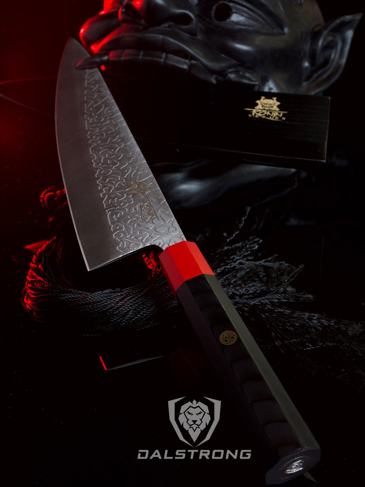 Chef Knife 8" | Double Bevel | Black Acacia Wood Sheath | Ronin Series | Dalstrong ©