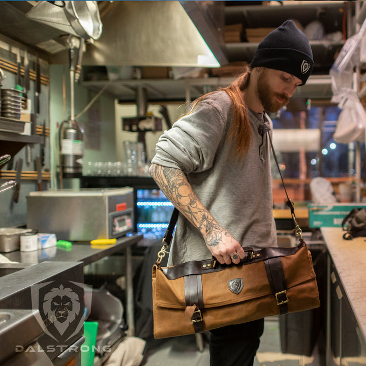 12oz Heavy Duty Canvas & Leather | Desert Drifter (Brown) | Nomad Knife Roll | Dalstrong ©