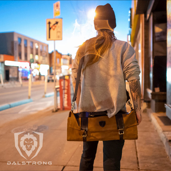 12oz Heavy Duty Canvas & Leather | Desert Drifter (Brown) | Nomad Knife Roll | Dalstrong ©