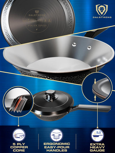 9" Frying Pan & Skillet | Hammered Finish Black | Avalon Series | Dalstrong ©