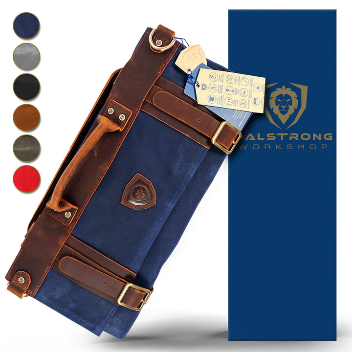 12oz Heavy Duty Canvas & Leather | Blue | Nomad Knife Roll | Dalstrong ©