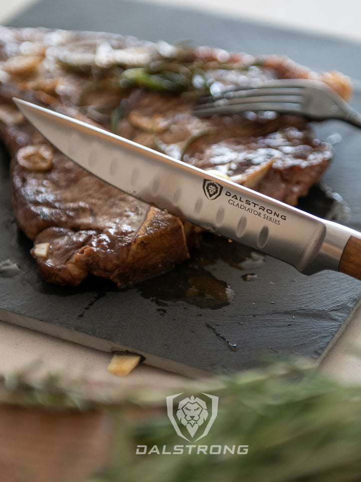 4-Piece Steak Knife Set 5" | Olive Wood Handle | Gladiator Series | Dalstrong ©