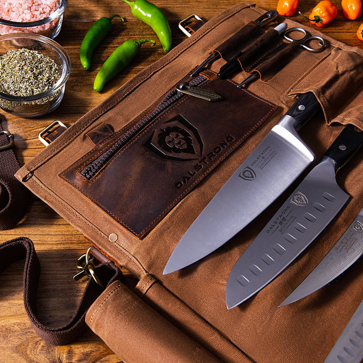 12oz Heavy Duty Canvas & Leather | Desert Drifter (Brown) | Nomad Knife Roll | Dalstrong ©