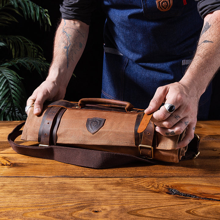 12oz Heavy Duty Canvas & Leather | Desert Drifter (Brown) | Nomad Knife Roll | Dalstrong ©