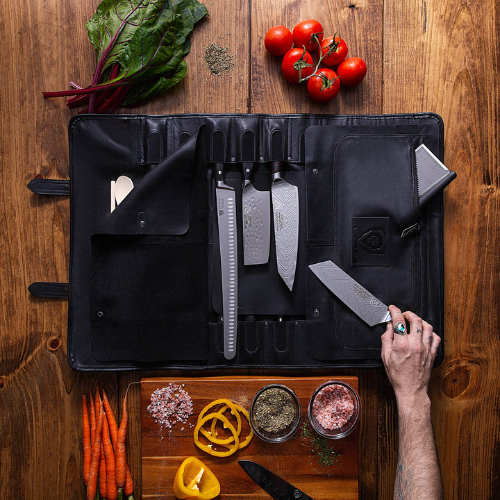 Midnight Black | Full Grain Leather | Vagabond Knife Roll | Dalstrong ©
