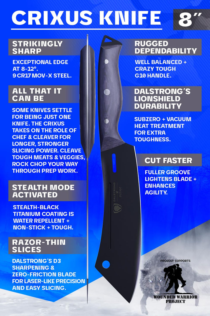 Chef & Cleaver Hybrid Knife 8" | Crixus | Delta Wolf Series | Dalstrong ©