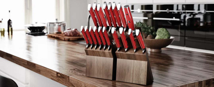 18-piece Colossal Knife Set with Block | Red Handles | Gladiator Series | Knives NSF Certified | Dalstrong ©