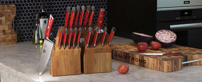 18-piece Colossal Knife Set with Block | Red Handles | Gladiator Series | Knives NSF Certified | Dalstrong ©