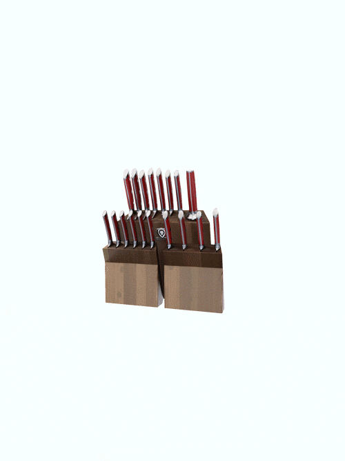18-piece Colossal Knife Set with Block | Red Handles | Gladiator Series | Knives NSF Certified | Dalstrong ©