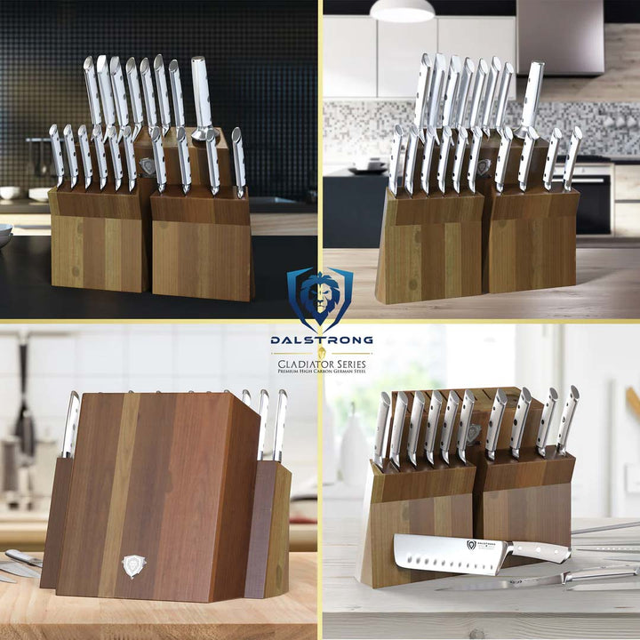 18-piece Colossal Knife Set with Block | White Handles | Gladiator Series | Knives NSF Certified | Dalstrong ©