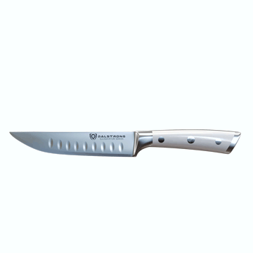 4 Piece Straight-Edge Steak Knife Set | White ABS Handles | Gladiator Series | Dalstrong ©