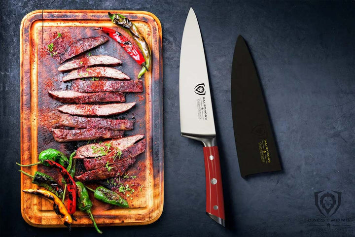 Chef's Knife 8" | Crimson Red Handle | Gladiator Series | NSF Certified | Dalstrong ©