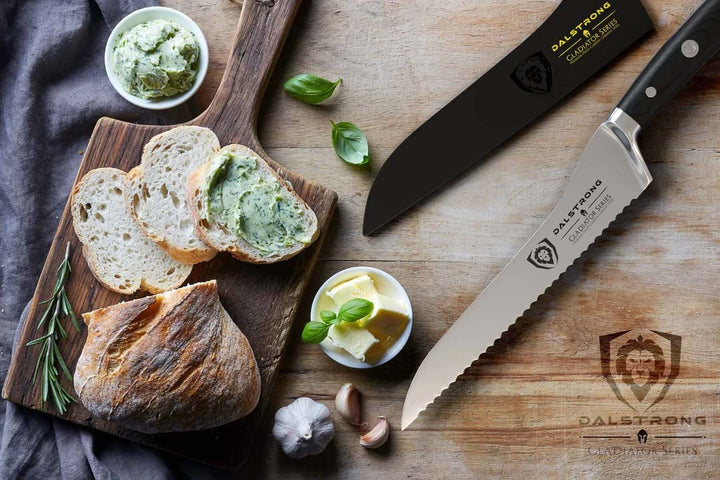 Serrated Offset Bread & Deli Knife 8" | Gladiator Series | NSF Certified | Dalstrong ©