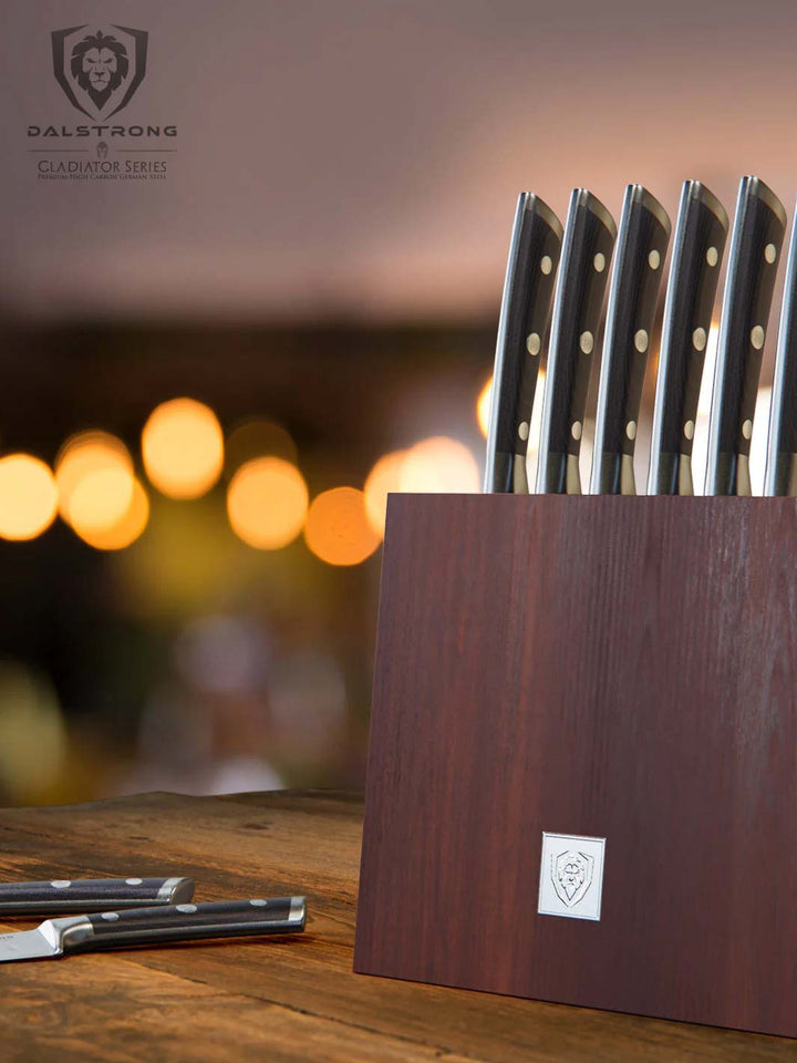 8 Piece Steak Knife Set with Storage Block | Gladiator Series | Dalstrong ©