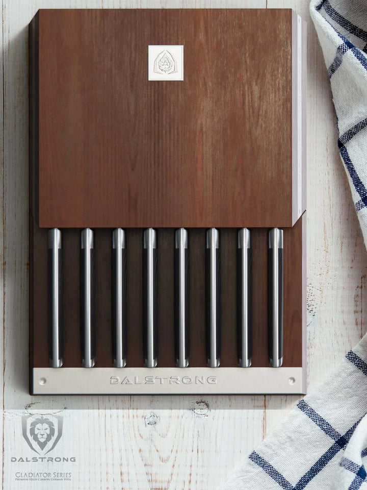 8 Piece Steak Knife Set with Storage Block | Gladiator Series | Dalstrong ©