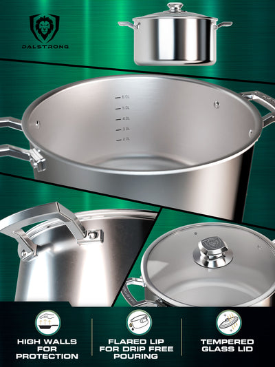 8 Quart Stock Pot | Silver | Oberon Series | Dalstrong ©