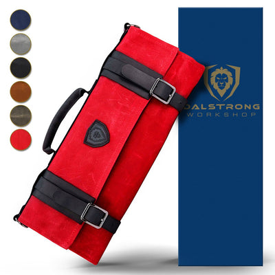12oz Heavy Duty Canvas & Leather | Crimson Red | Nomad Knife Roll | Dalstrong ©