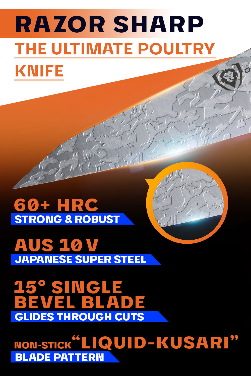 Honesuki Knife 5.5" | Single Bevel | Ronin Series | Dalstrong ©