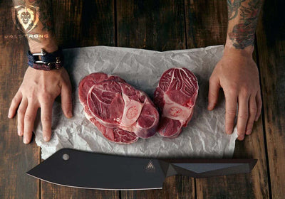 Cleaver Hybrid Chef's Knife 8" | Crixus | NSF Certified | Shadow Black Series | Dalstrong ©