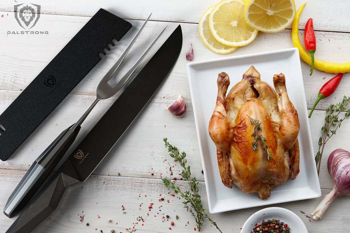 Carving Knife & Fork Set 9" | Shadow Black Series | NSF Certified | Dalstrong ©
