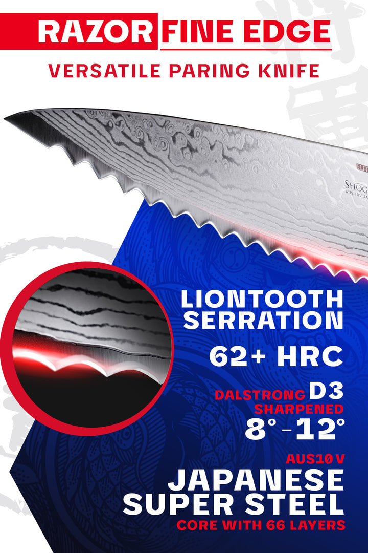 Serrated Paring Knife 3.5" | Shogun Series ELITE | Dalstrong ©