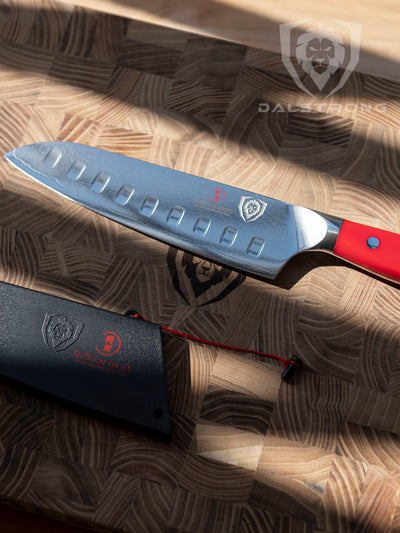 Santoku Knife 7" | Crimson Red ABS Handle | Shogun Series | Dalstrong ©